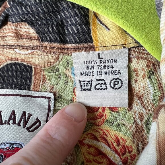 Vintage Novelty Hawaii Car Print Button Down Blouse Oversized Top Hawaiian Shirt - Picture 6 of 9